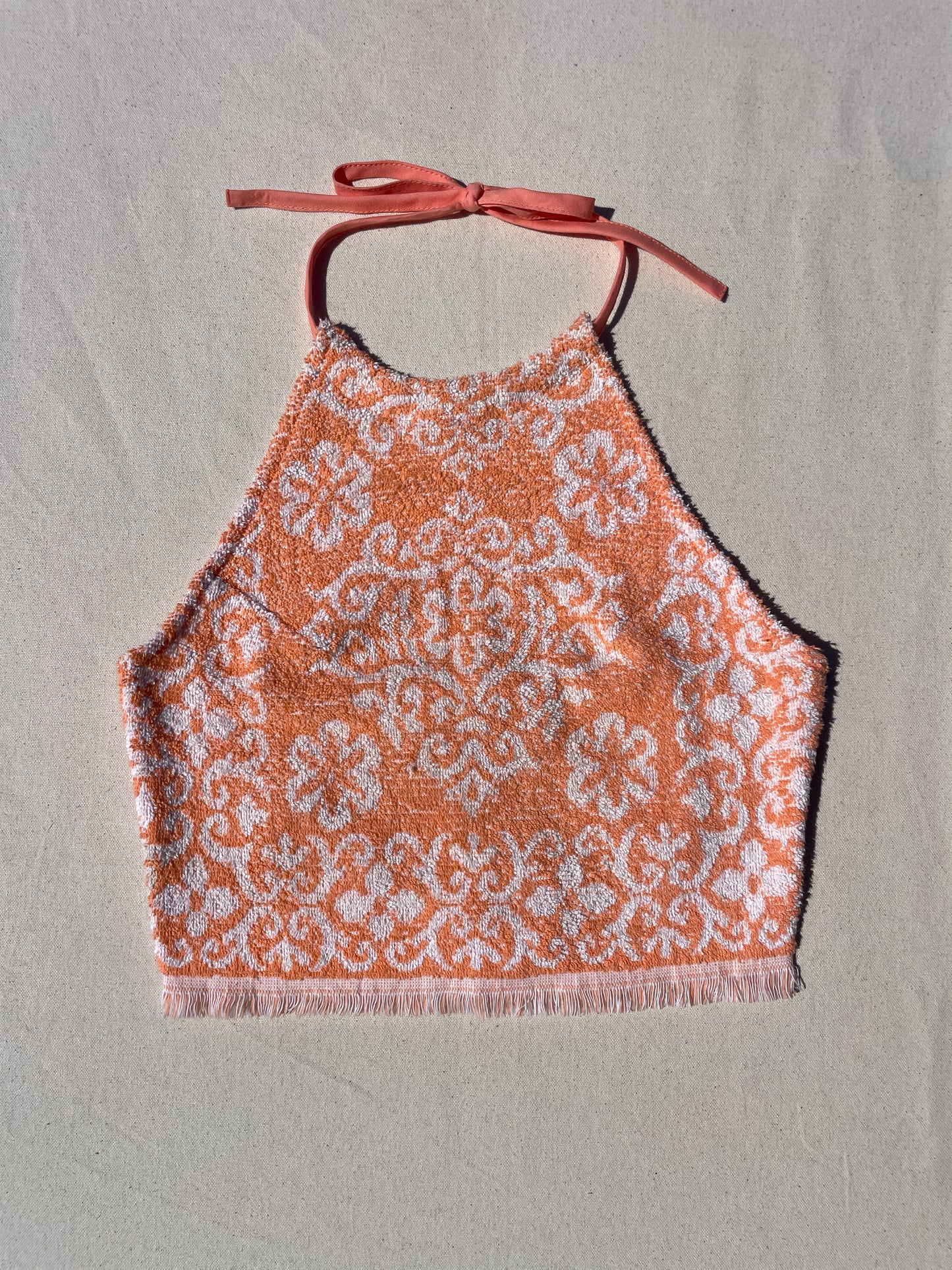 Towel Halter Top | Coral white
