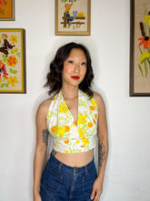 Load image into Gallery viewer, Reversible Halter | Bright yellow flower &amp; gingham
