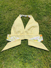 Load image into Gallery viewer, Reversible Halter | Bright yellow flower &amp; gingham (M/L)
