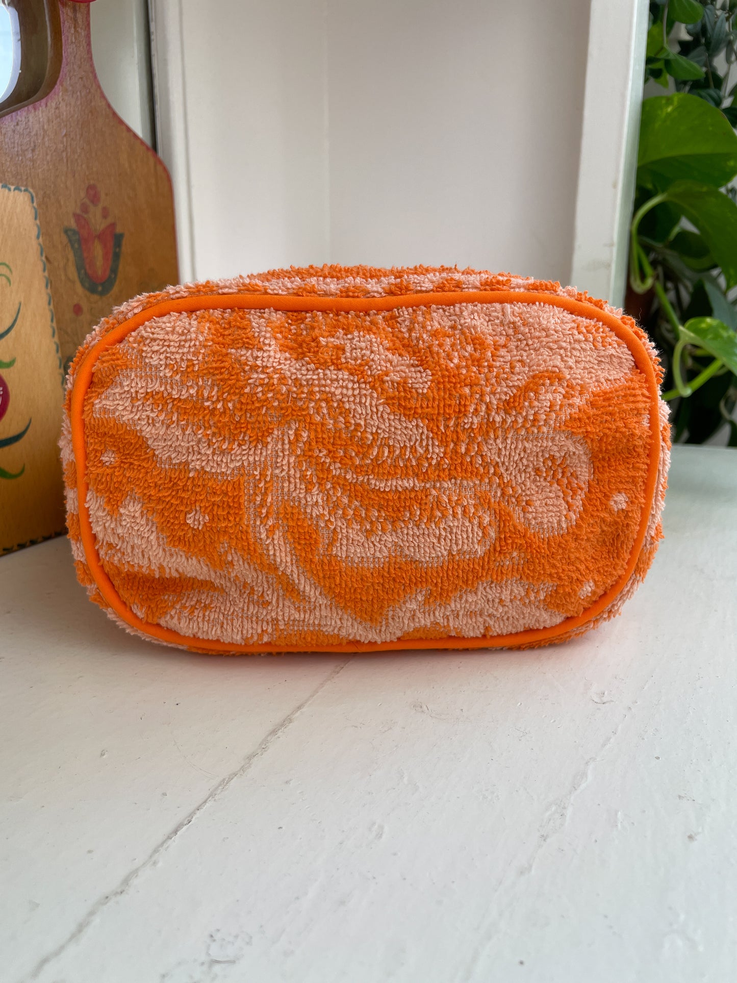 Vintage towel fanny pack | Orange flower