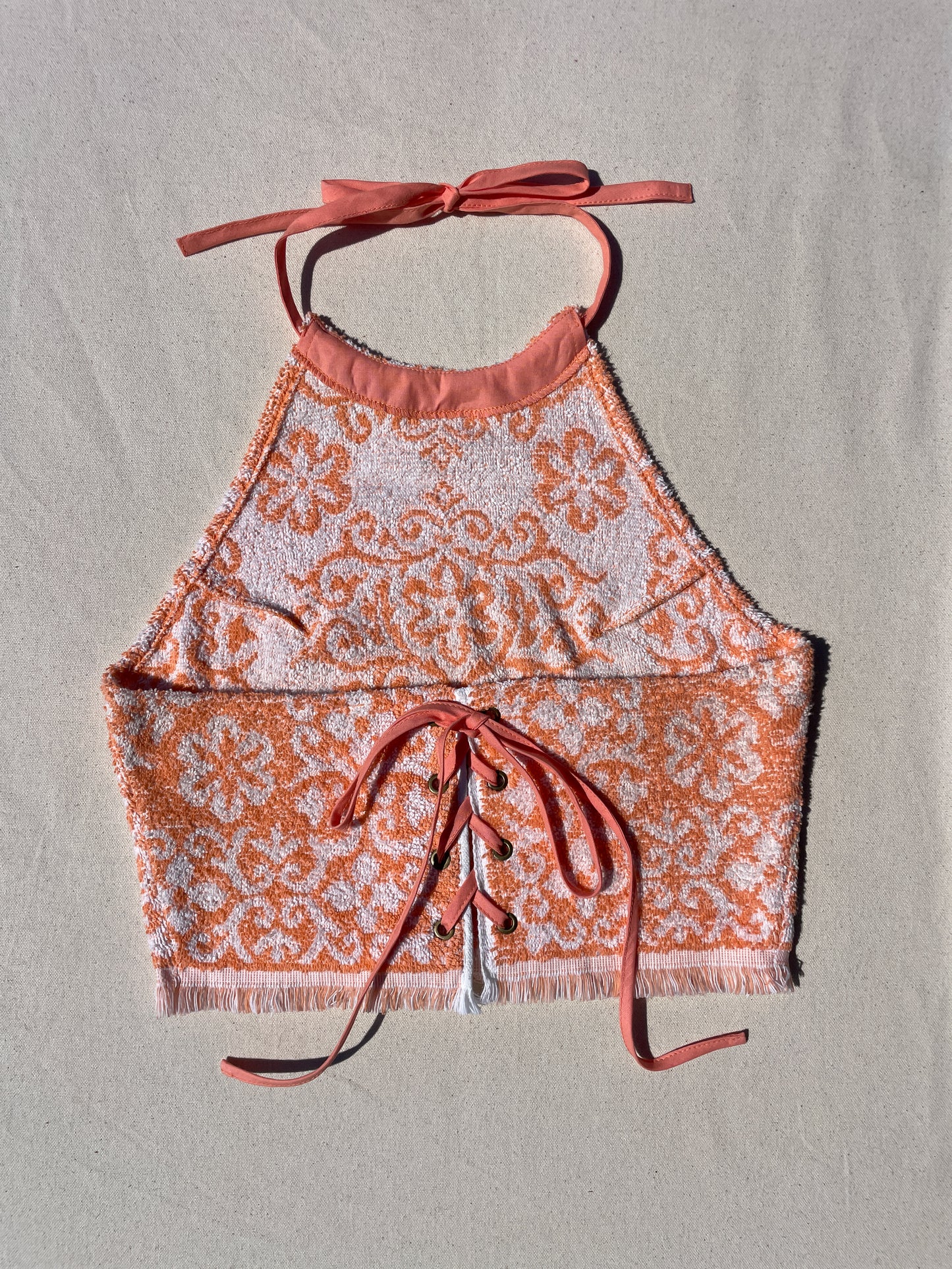 Towel Halter Top | Coral white