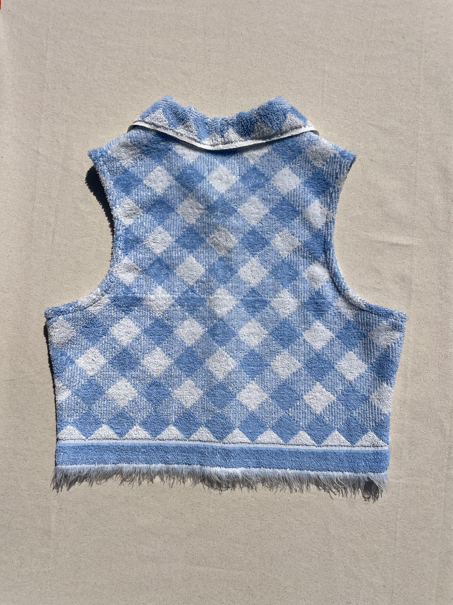 Vintage towel vest top | Baby blue gingham (S)