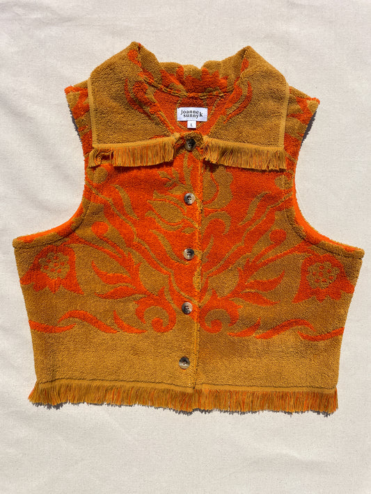 Vintage towel vest top | Burnt taupe orange (L)