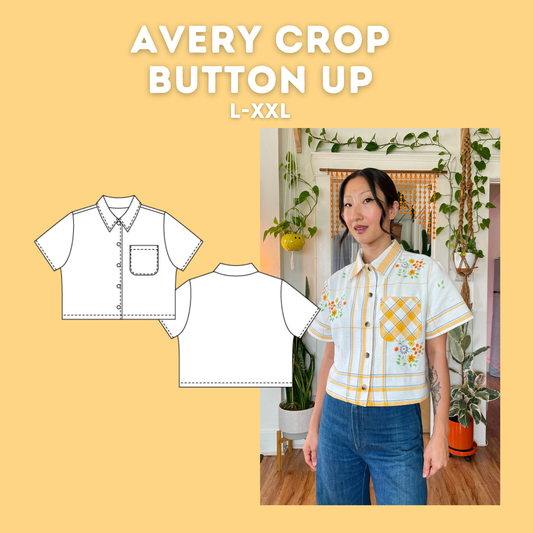 Avery Crop Button Up Size L-XL-XXL Digital Sewing Pattern