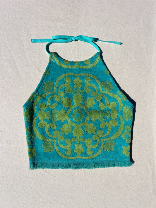 Towel Halter Top | Teal Lime