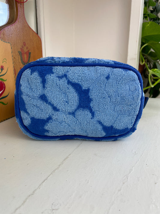 Vintage towel fanny pack | Royal blue flower