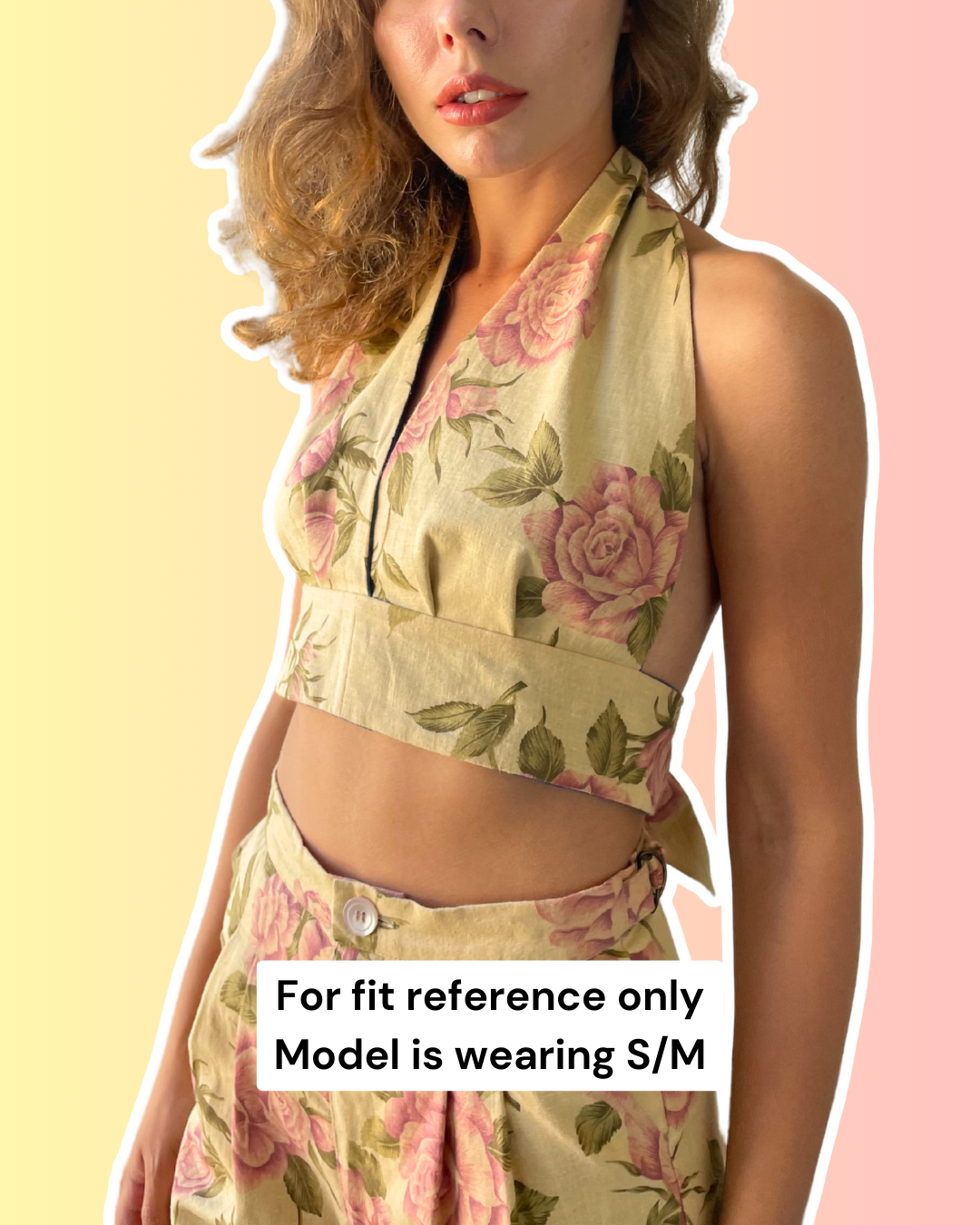 Reversible Halter | Light lime flower & gingham