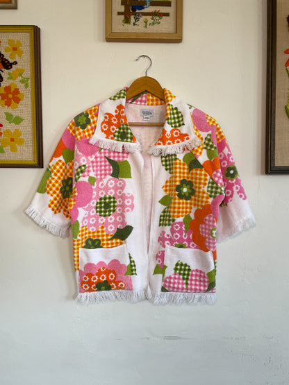 Vintage towel jacket | Mix gingham flower