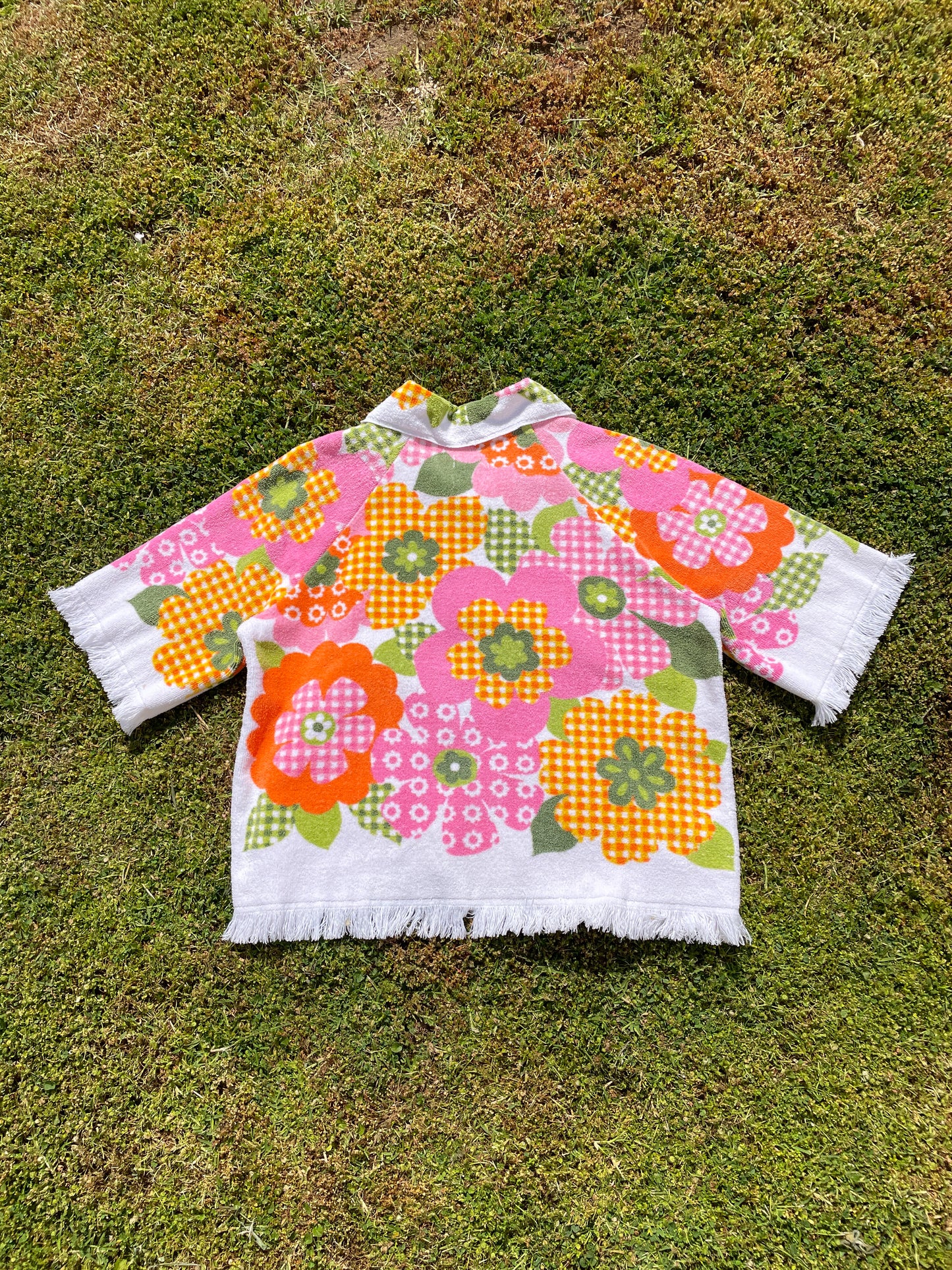 Vintage towel jacket | Mix gingham flower