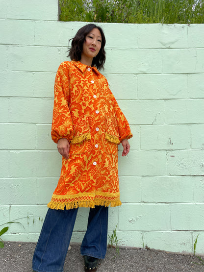 Vintage bedspread jacket | Orange marigold