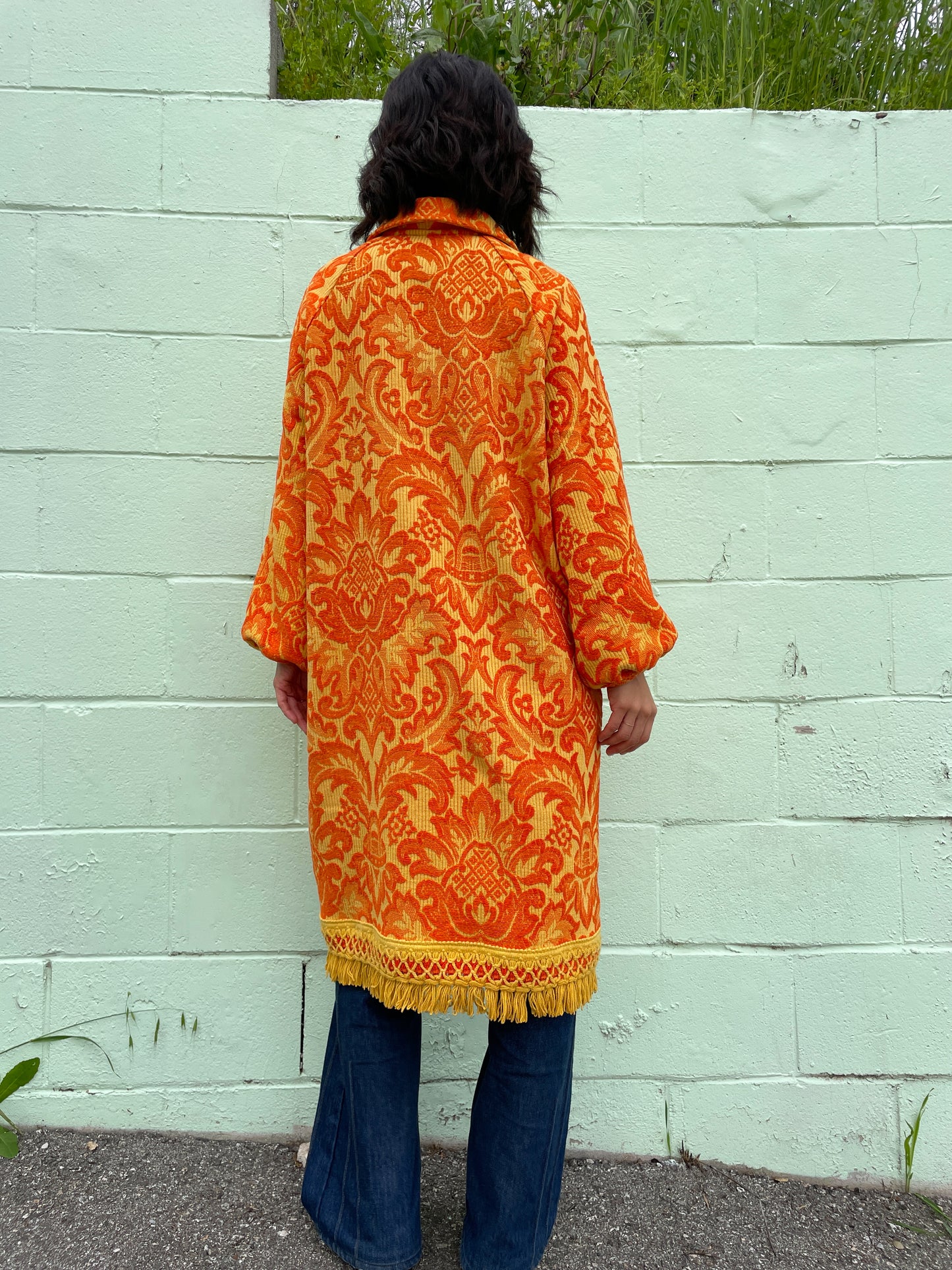 Vintage bedspread jacket | Orange marigold