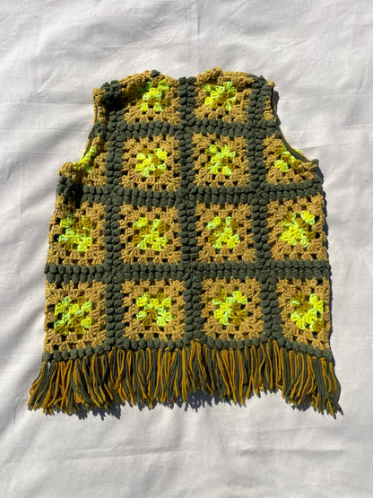 Fringe vest | Olive bright yellow