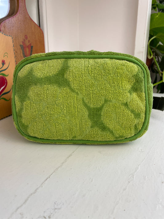 Vintage towel fanny pack | Green flower