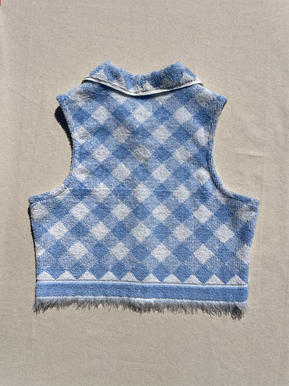 Vintage towel vest top | Baby blue gingham (S)