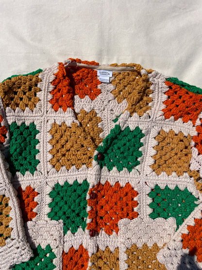 Grandpa Cardigan | Cream orange green