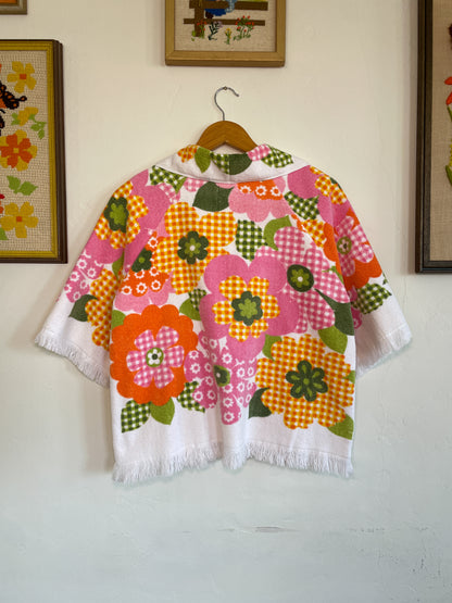 Vintage towel jacket | Mix gingham flower