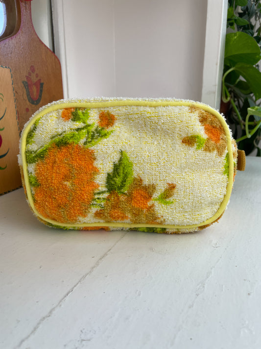 Vintage towel fanny pack | Light yellow orange flower