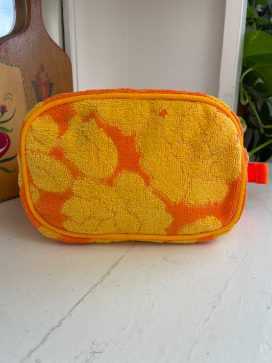 Vintage towel fanny pack | Orange marigold flower 2