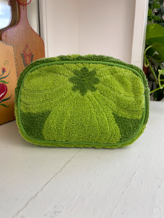 Vintage towel fanny pack | Green big flower