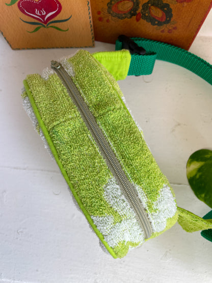 Vintage towel fanny pack | Neon lime flower