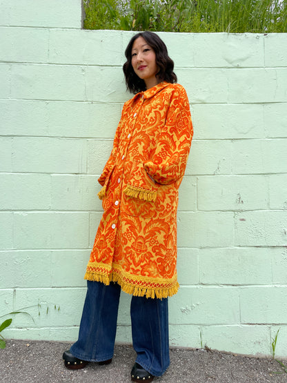 Vintage bedspread jacket | Orange marigold