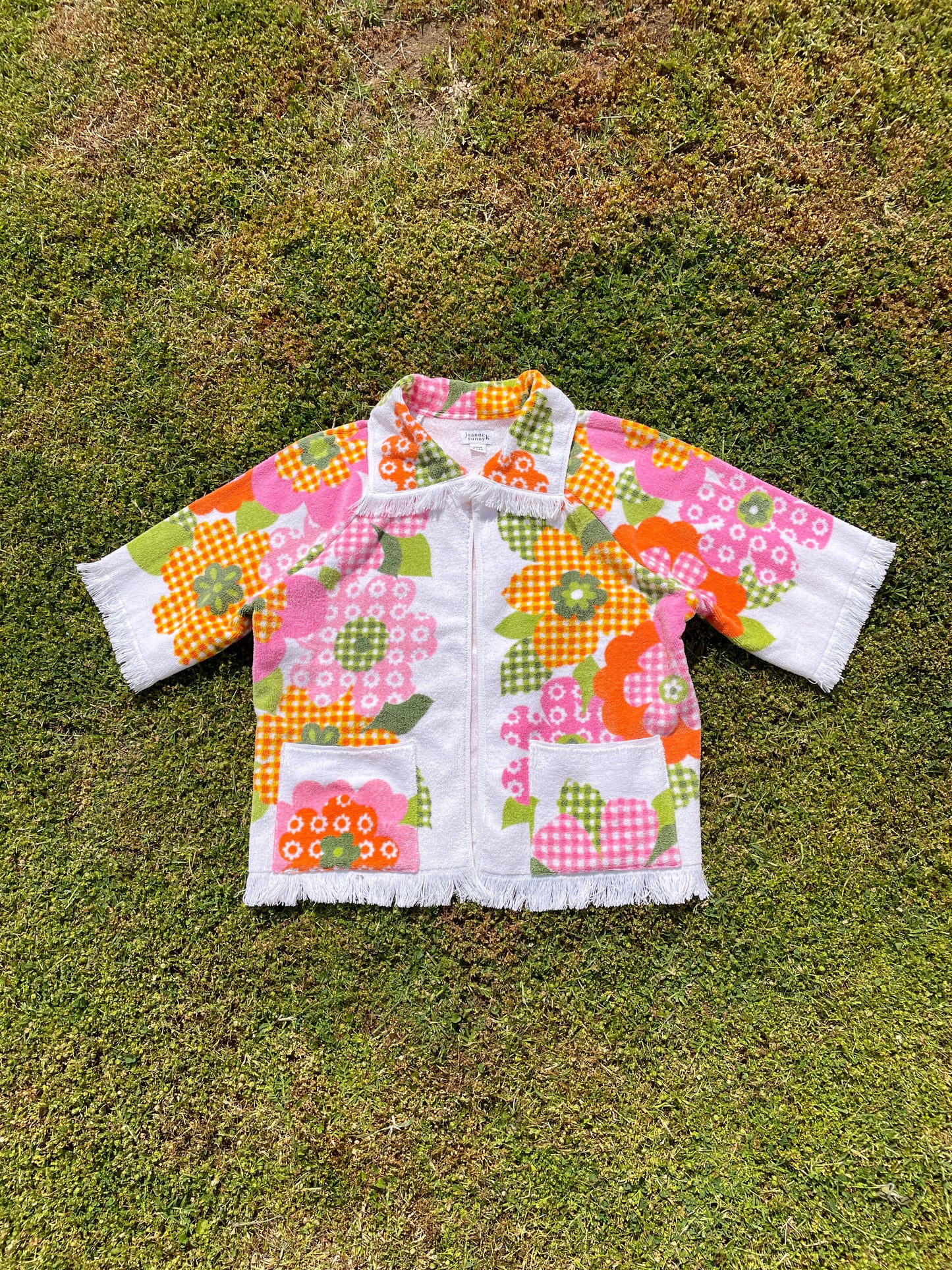 Vintage towel jacket | Mix gingham flower