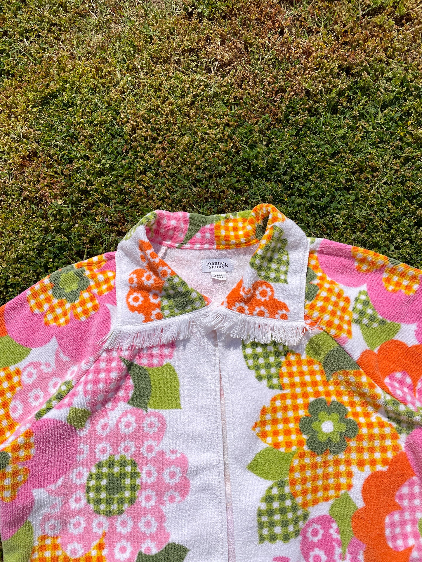 Vintage towel jacket | Mix gingham flower