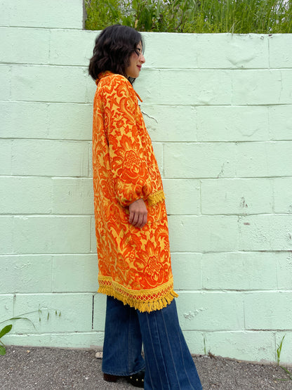 Vintage bedspread jacket | Orange marigold