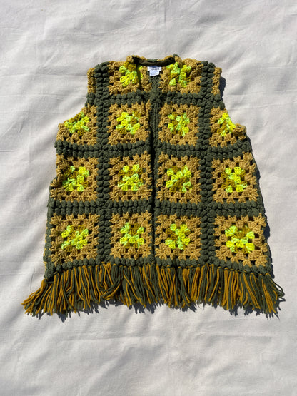 Fringe vest | Olive bright yellow