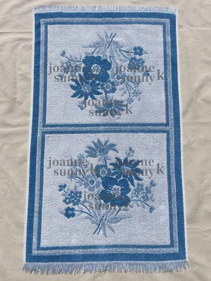 Vintage towel vest top | Light blue flower border XS-S-M-L