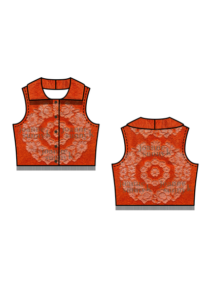 Vintage towel vest top | Orange circle flower XS-S-M-L