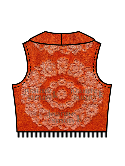 Vintage towel vest top | Orange circle flower XS-S-M-L