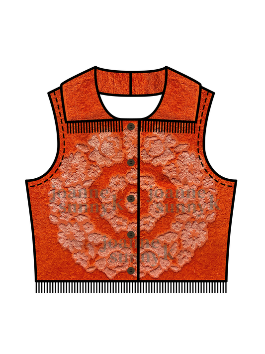 Vintage towel vest top | Orange circle flower XS-S-M-L