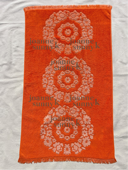 Vintage towel vest top | Orange circle flower XS-S-M-L