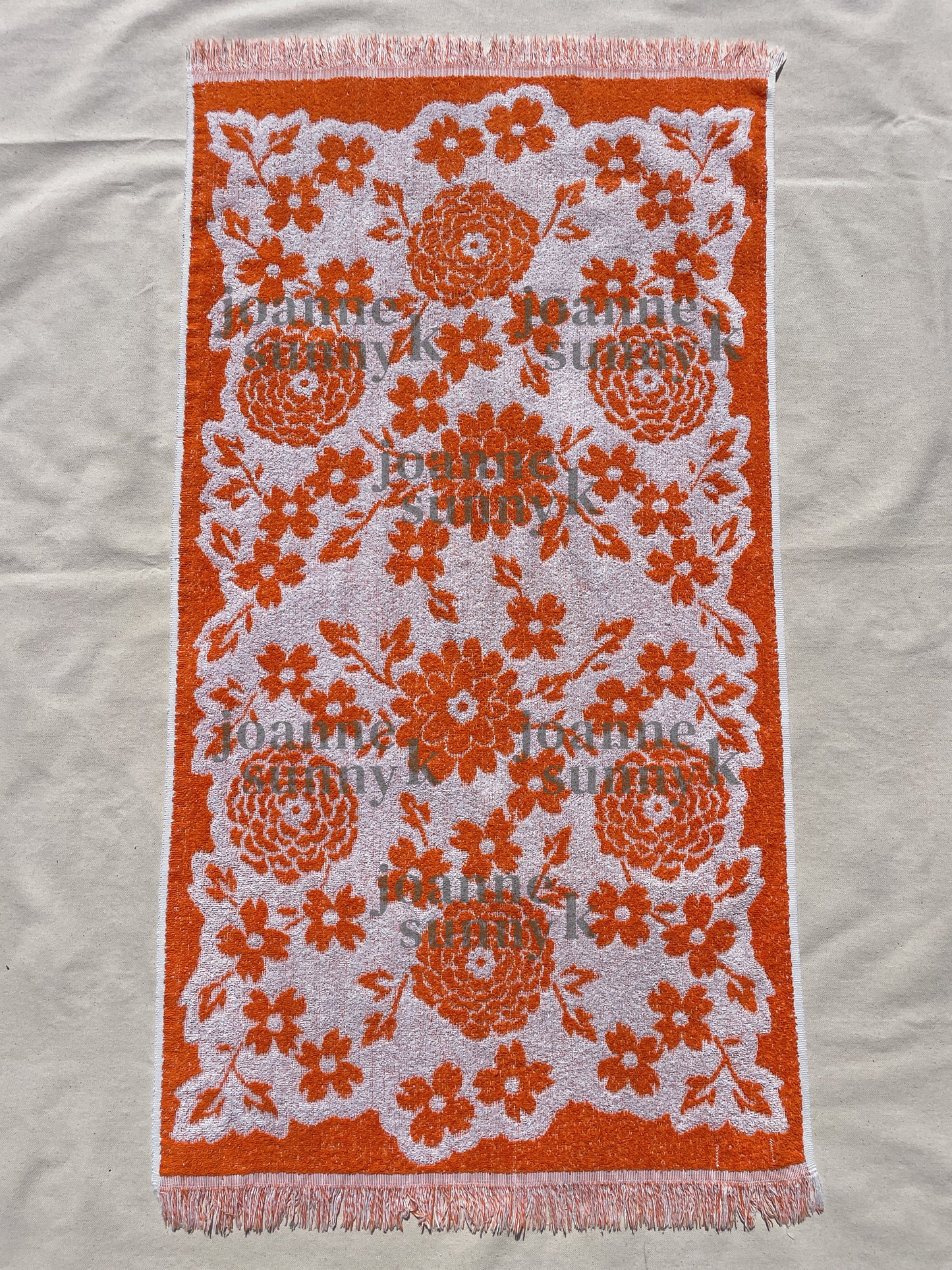 Vintage towel vest top | Orange white flower XS-S