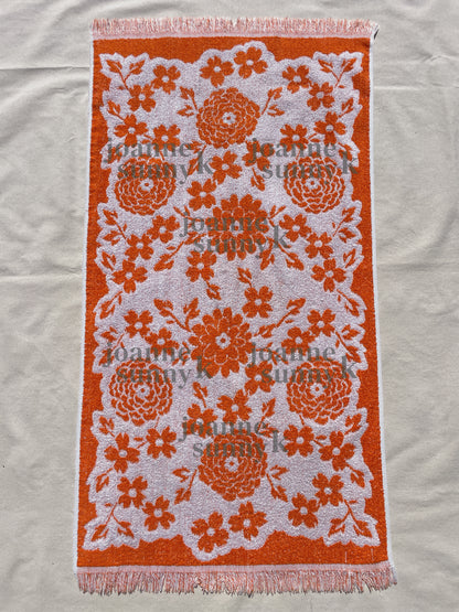 Vintage towel vest top | Orange white flower XS-S