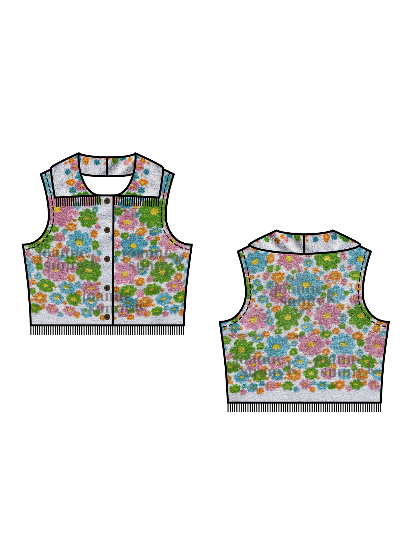 Vintage towel vest top | Pink multi mini flower XS-S-M-L