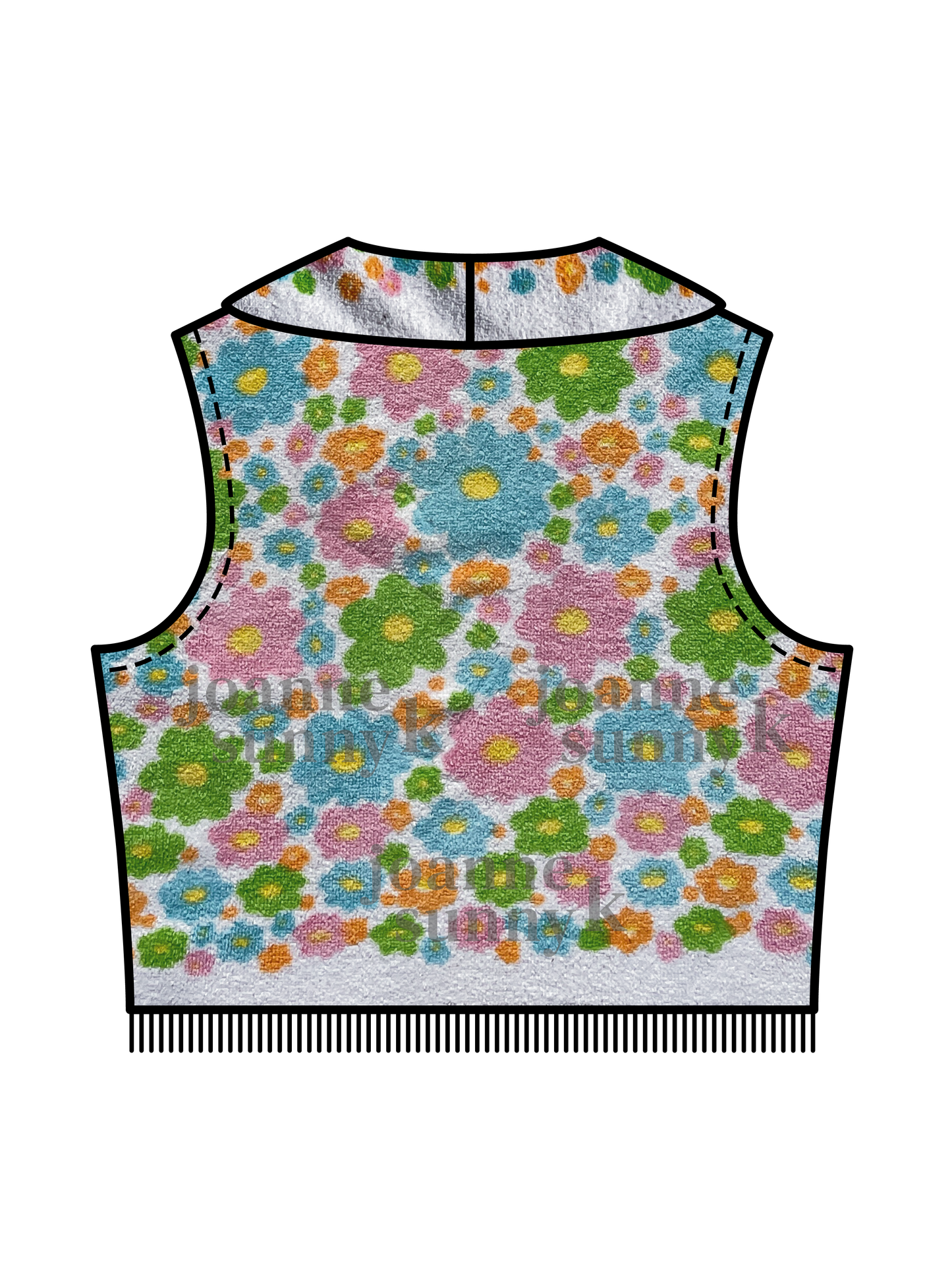 Vintage towel vest top | Pink multi mini flower XS-S-M-L