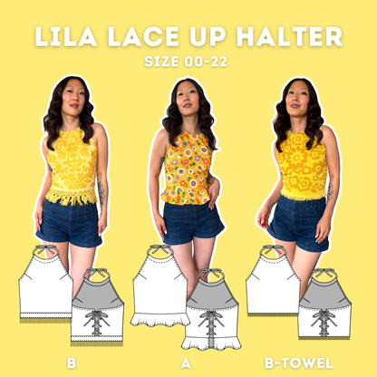 Lila Lace Up Halter Top Digital Sewing Pattern