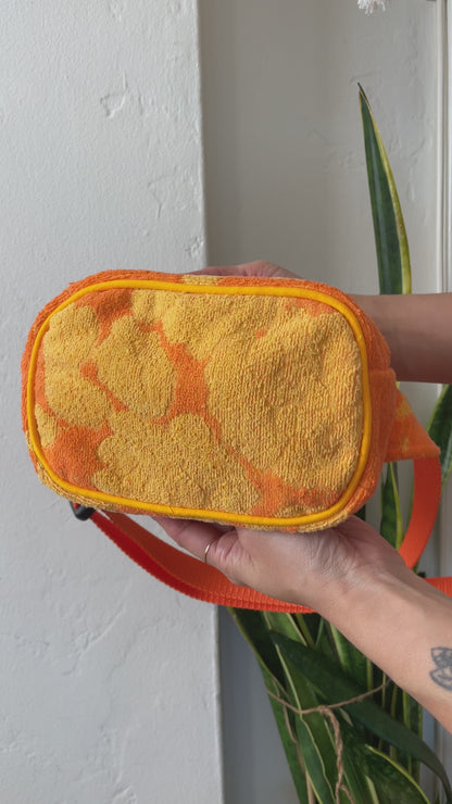 Vintage towel fanny pack | Orange marigold flower 1