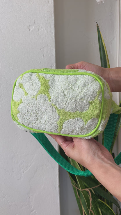 Vintage towel fanny pack | Neon lime flower